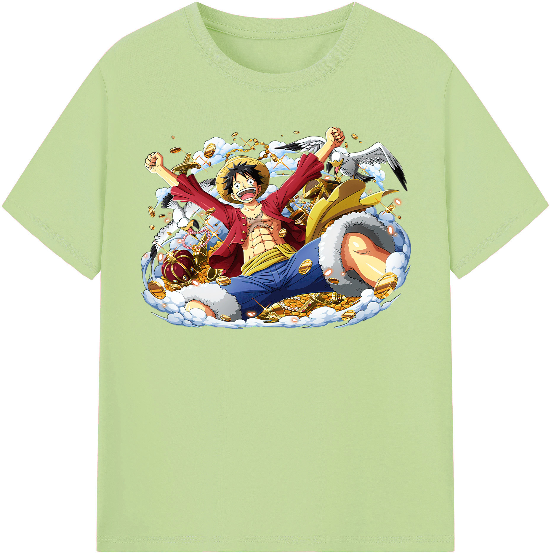 ワンピース モンキー・D・ルフィ ONE PIECE Monkey D. Luffy 綿100％半袖Tシャツ（フロントプリント）